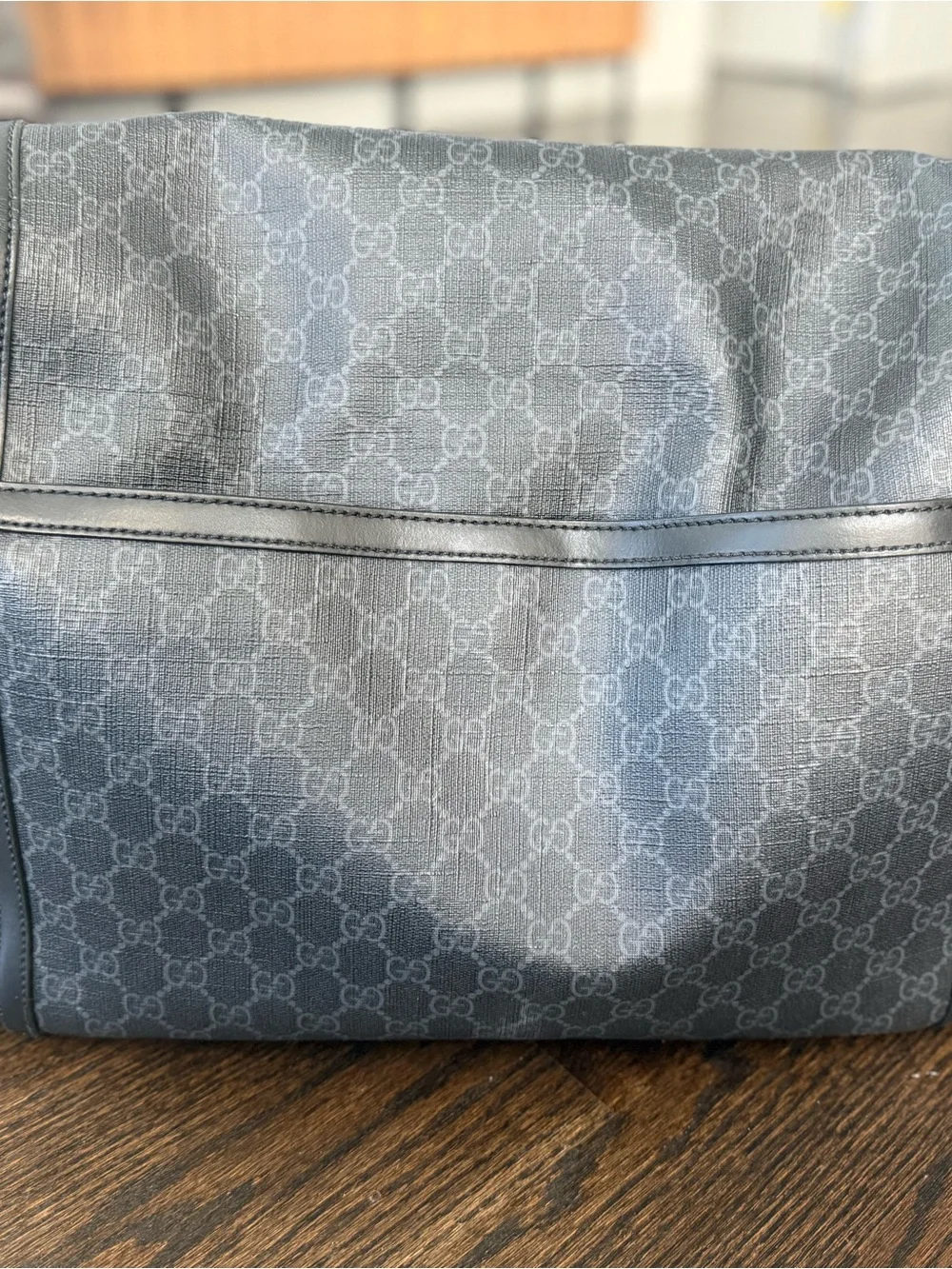 Gucci Black Monogram Diaper Bag with Red and Blue Web Strap